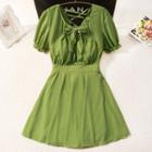 Balloon-sleeve Bow Cutout Swimdress