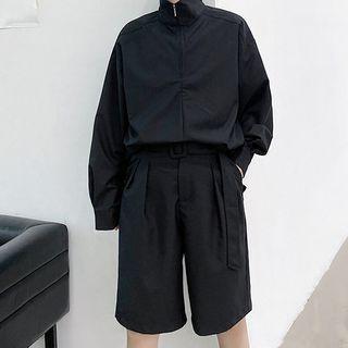 Set: Zip-up Jacket + High-waist Shorts
