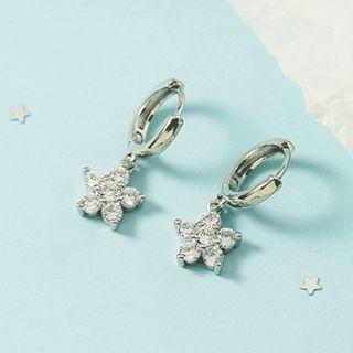 Flower Rhinestone Dangle Earring 1 Pair - Silver - One Size