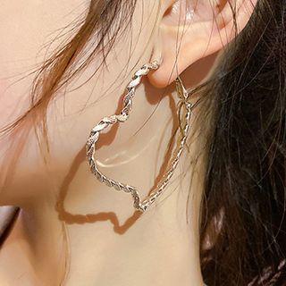 Alloy Heart Earring 1 Pair - Silver Needle - As Shown In Figure - One Size