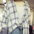 Check Long-sleeve Loose-fit Shirt Plaid - One Size