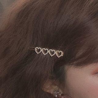 Faux Pearl Heart Hair Clip As Shown In Figure - 1 Pair - One Size