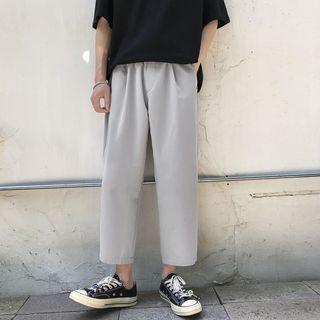 Basic Straight-cut Pants With Drawstring