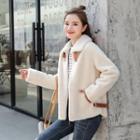 Faux Shearling Buckled Collar Zip Jacket