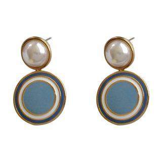 Faux Pearl Disc Dangle Earring