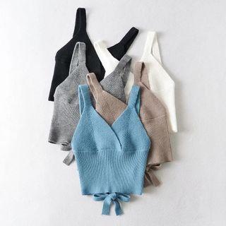 Plain Knit Tie-strap Camisole Top