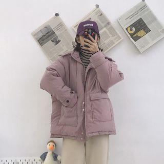 Hooded Padded Jacket Purple - One Size