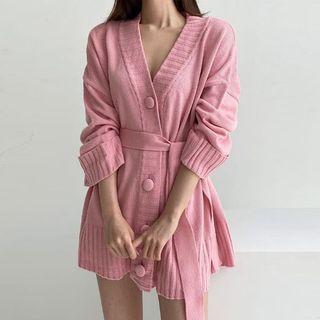 Rib-knit Cardigan With Sash