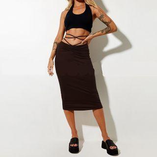 Plain Tie-back Sheath Skirt