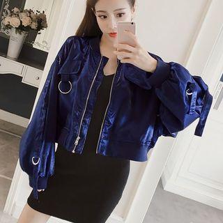 Velvet Embroidered Zip-up Jacket