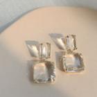 Faux Crystal Square Dangle Earring 1 Pair - As Shown In Figure - One Size