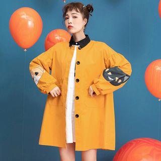 Cat Print Long Button Jacket