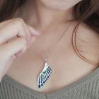 Wings Necklace Feather - Blue - One Size