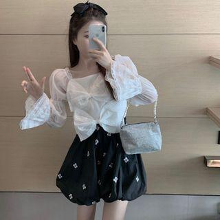 Mesh Blouse / Floral Shorts