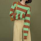 Striped Sweater Coffee Green - One Size