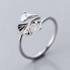 925 Sterling Silver Leaf Open Ring Ring - One Size