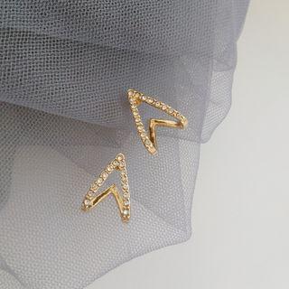 Rhinestone V Shape Cuff Earring 1 Pair - Gold - One Size