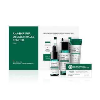 Some By Mi - Aha, Bha, Pha 30 Days Miracle Starter Limited Set: Cleansing Bar 1pc + Toner 30ml + Serum 30ml + Cream 20g 4pcs