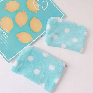 Polka Dot Fleece Coin Purse 1 Pc - Light Blue - One Size