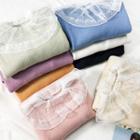 Lace-collar Mock Two-piece Knit Top