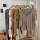 V-neck Plain Long-sleeve Light Cardigan