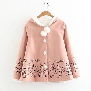 Cartoon Buttoned Hooded Coat