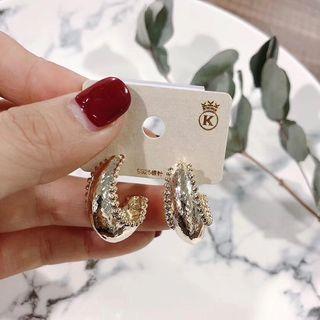 Alloy Ope Hoop Earring 1 Pair - Silver Steel - Gold Plating - Silver - One Size