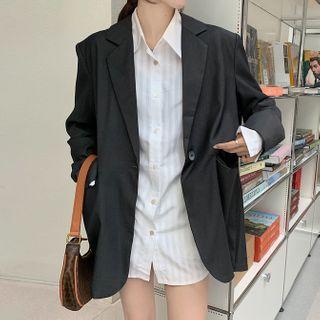 Long-sleeve Striped Shirt / One-button Blazer