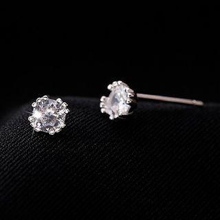 Rhinestone Sterling Silver Earring 1 Pair - Silver - One Size