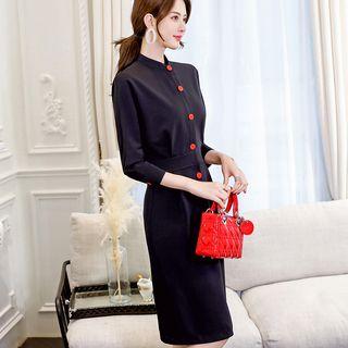 3/4-sleeved A-line Shirtdress