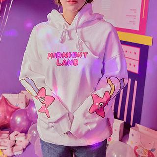 Midnight Land Lettering Drop-shoulder Hoodie