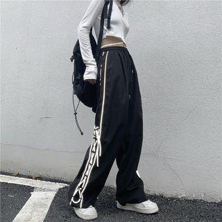 Couple Matching Lace-up Wide Leg Pants