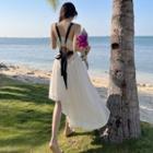 Wide Strap Irregular Midi A-line Dress