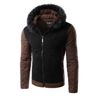 Faux Fur Trim Hood Padded Jacket