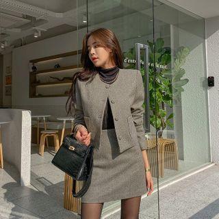 Office Look Plaid Jacket & Miniskirt Set