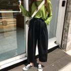 Long-sleeve Plain T-shirt / Cropped Wide-leg Pants