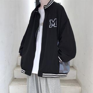 Lettering Checkered Panel Jacket