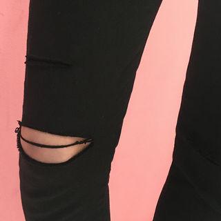 Couple Slit Slim-fit Pants