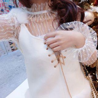 Set: Laced Vest + Furry-trim Skirt