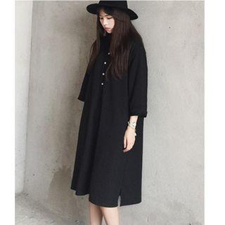 3/4 Sleeve Midi Polo Shirt Dress