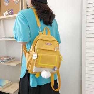 Two-tone Pom Pom Backpack