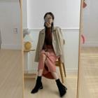 Slit-front Patch-pocket Long Skirt