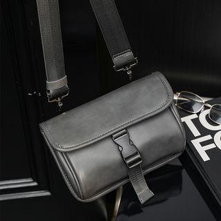 Faux Leather Snap Buckle Crossbody Bag Gray - One Size