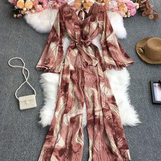 Print Tie-waist Wide-leg Jumpsuit