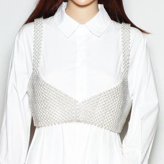 Faux Pearl Harness Belt White - One Size