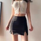 Slited High-waist Mini Skirt