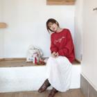 Embroidered Sweatshirt Red - One Size
