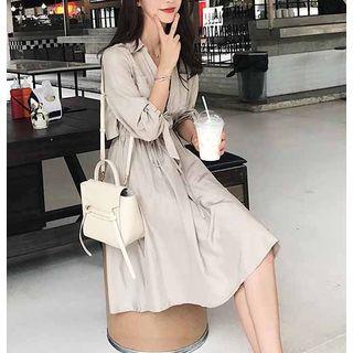 3/4 Sleeve Tie-waist Shirt Dress