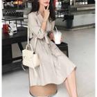 3/4 Sleeve Tie-waist Shirt Dress