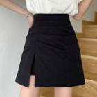 High-waist Side-slit Mini Skirt